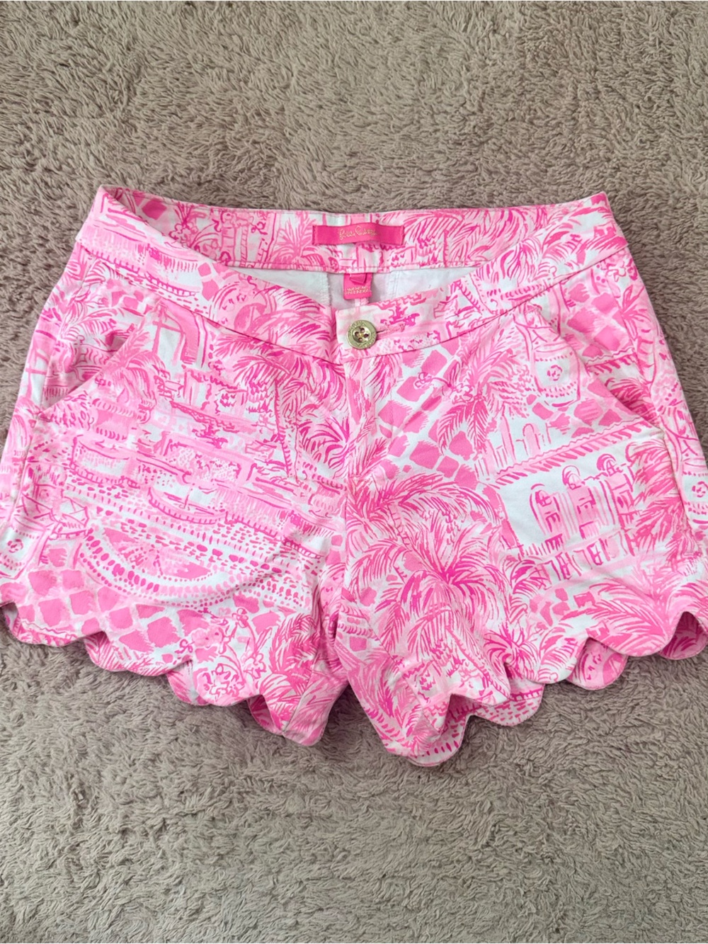Lilly Pulitzer Pink Printed Scallop Hem Shorts